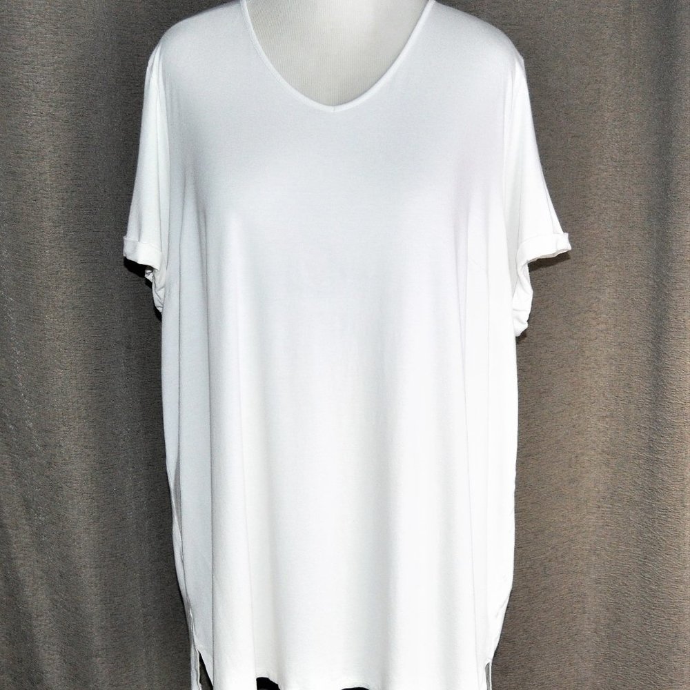 J. Jill White Wearever Tunic Tee with Cuffed Short Sleeves